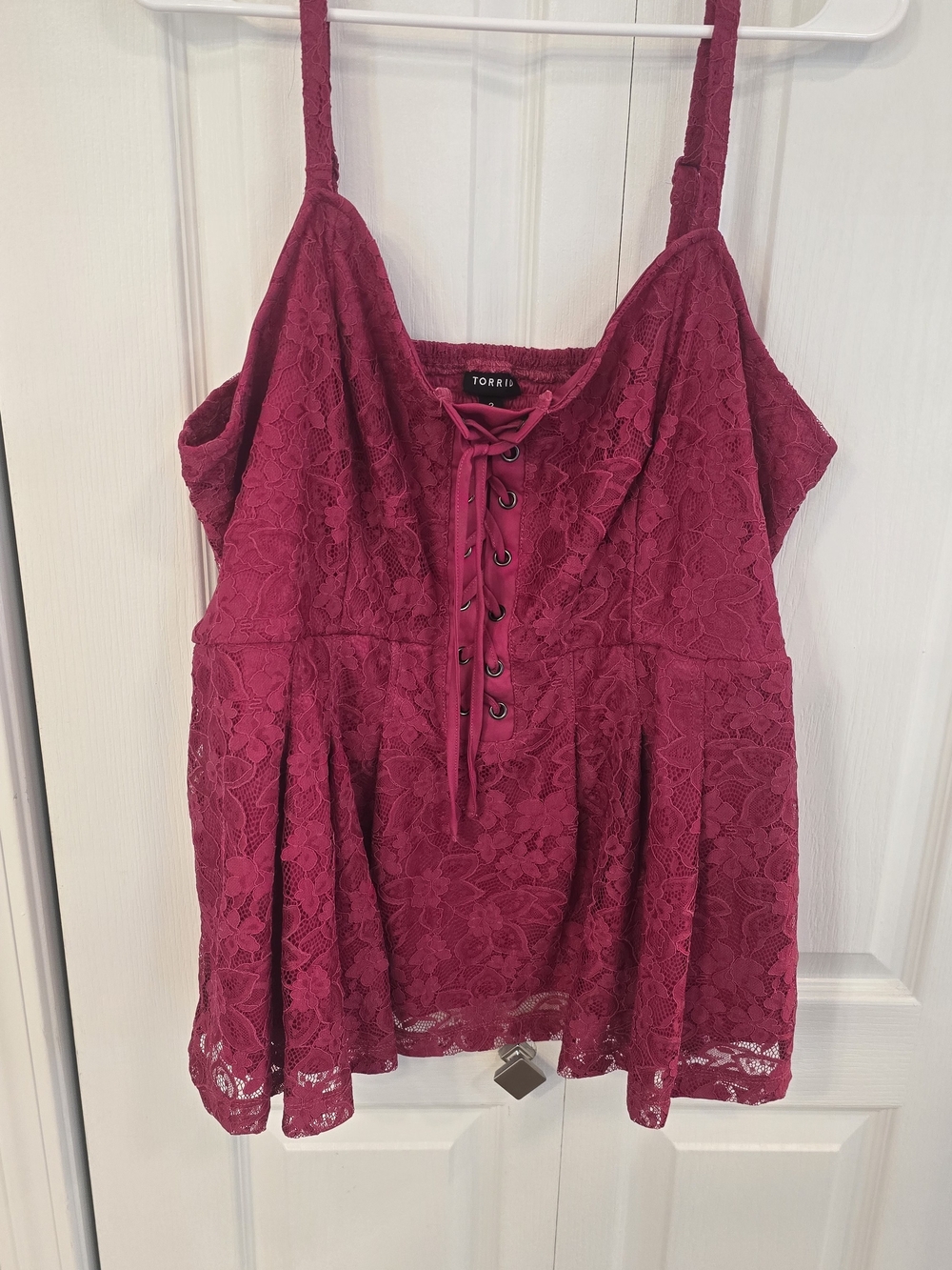 Torrid Lace-Up Floral Camisole in Deep Berry